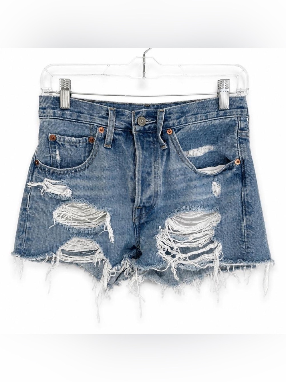 Levi’s 501 Distressed High-Rise Denim Shorts